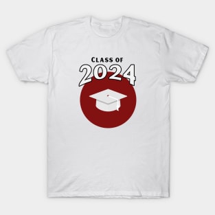 Class of 2024 Maroon and White School Colors T-Shirt